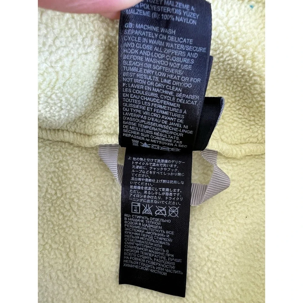 The North Face Hooded Jacket Girl's Small‎ 7/8 Yellow Full Zip Fleece Outdoor